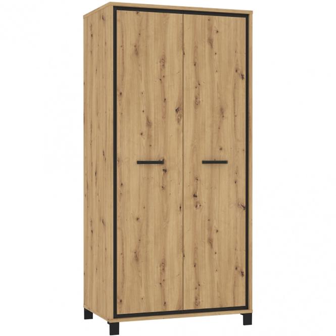 Schrank Trondheim 99cm Eiche Artisan/Schwarz