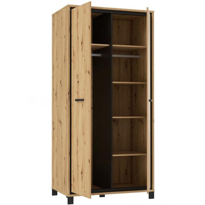 Schrank Trondheim 99cm Eiche Artisan/Schwarz