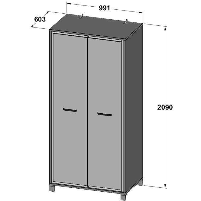 Schrank Trondheim 99cm Eiche Artisan/Schwarz