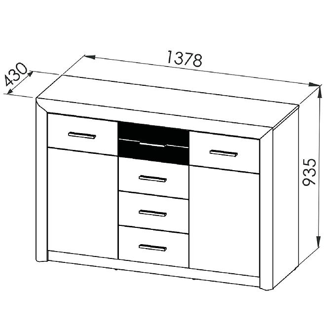 Kommode Castel 138cm Eiche Sonoma/ Sonoma Trüffel