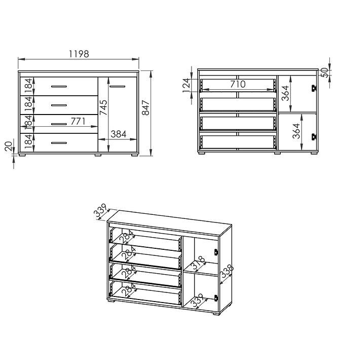 Kommode Avo 120cm Eiche Sonoma