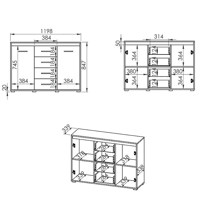 Kommode Avo 120cm Eiche Sonoma