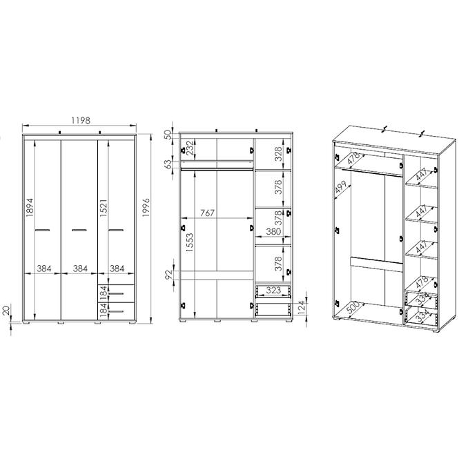 Schrank Avo 120cm Eiche Sonoma