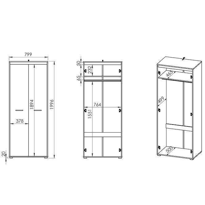 Schrank Avo 82cm Eiche Sonoma