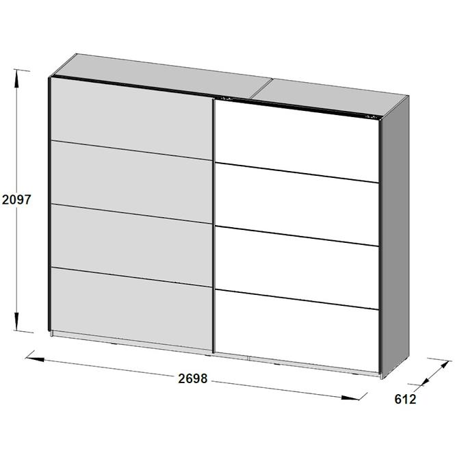 Schrank Jacky 270cm Eiche / Schwarz