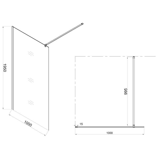 Mauer WALK-IN NOTTE 100X195 schwarz