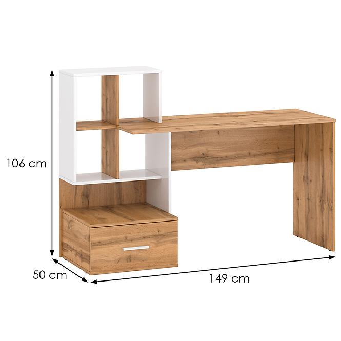 Schreibtisch Stil 149cm Eiche Wotan/Weiß