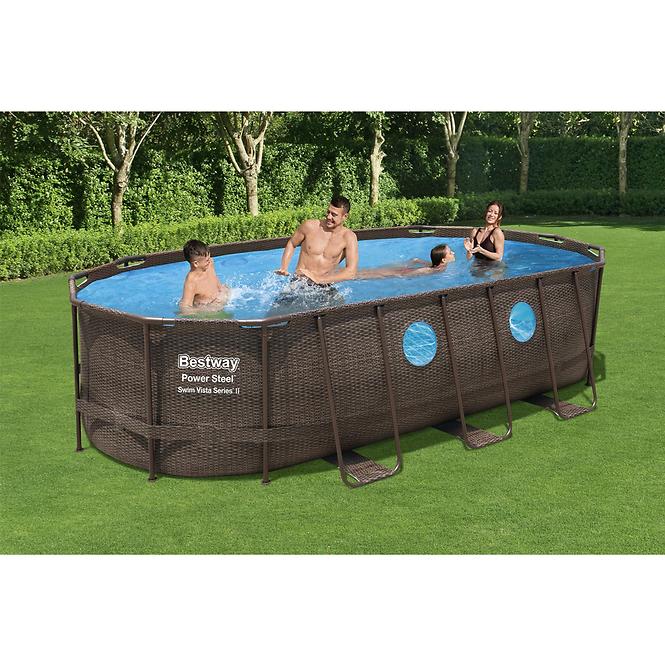 Stahlrahmenpool 5,49x2,74x1,22 m Rattan 56716 mit Zubehör