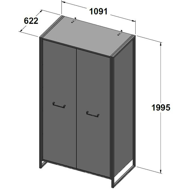 Schrank Hud 110cm Beton/Daubeiche