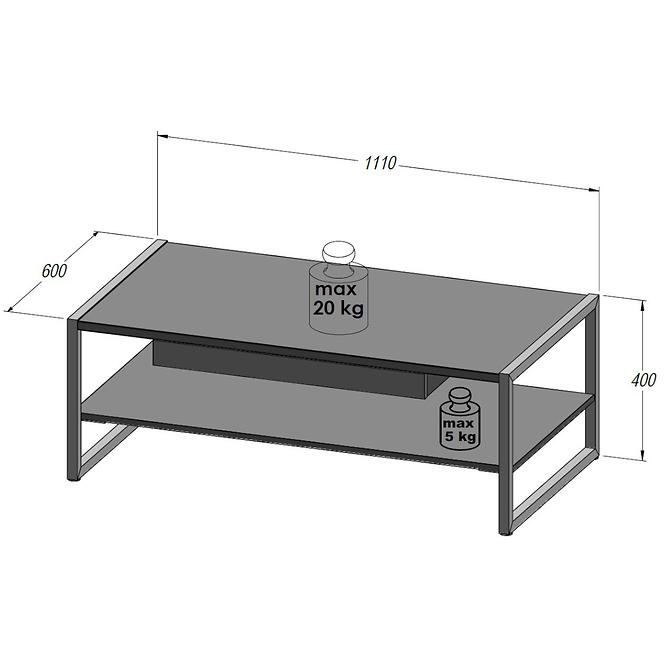 Couchtisch Hud 110cm Beton/Daubeiche