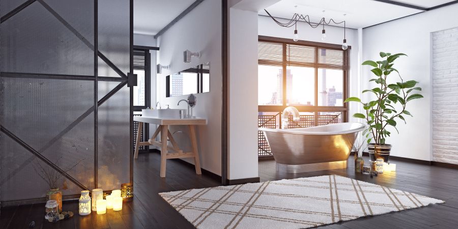 Ein Badezimmer im Loft-Stil mit modernem Touch – eine einzigartige Idee für die Einrichtung eines Industriebades. Wir richten Ihr modernes Loftbad von Anfang bis Ende ein