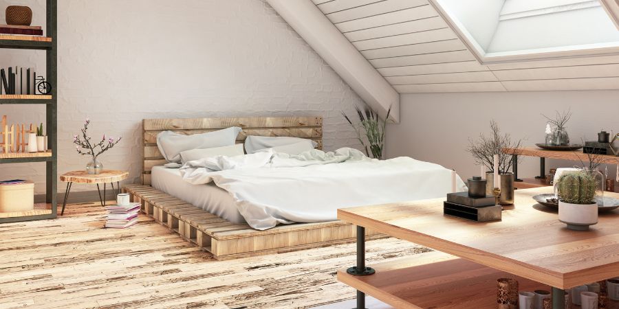 Boho-Stil, skandinavischer Stil, Industriestil oder rustikaler Stil und ein Bett für das Dachgeschoss – was soll man wählen? Stilvolle Einrichtung für das Schlafzimmer im Dachgeschoss 