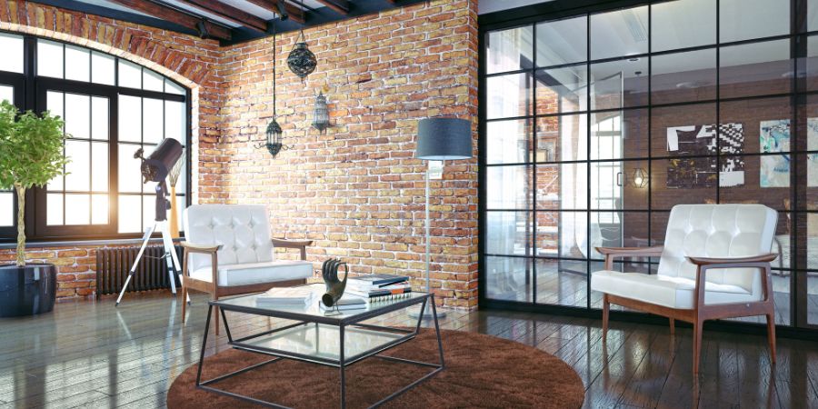 Glas-Trennwand in der Loft-Wohnung – modernes Interieur in einzigartigem Stil